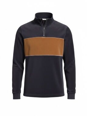 Arizona Jean Company Navy Zip-Up Sweater with Gold  Chest Stripe